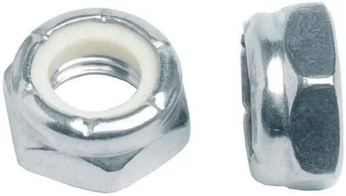 Гайка дюймовая 1 1/8"-12 UNF с нейлоновой вставкой DIN 985 (NTE series), оцинкованная сталь - фото